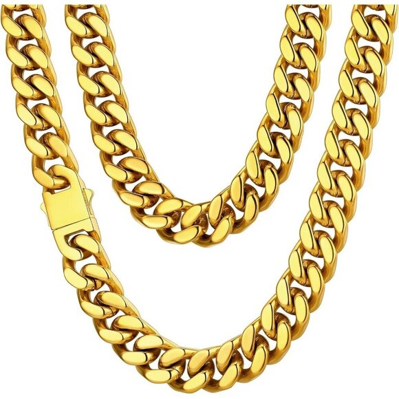 Other - Gold/18K 14 mm width Plated Miami Cuban Chain Necklace | Stainless Steel Men